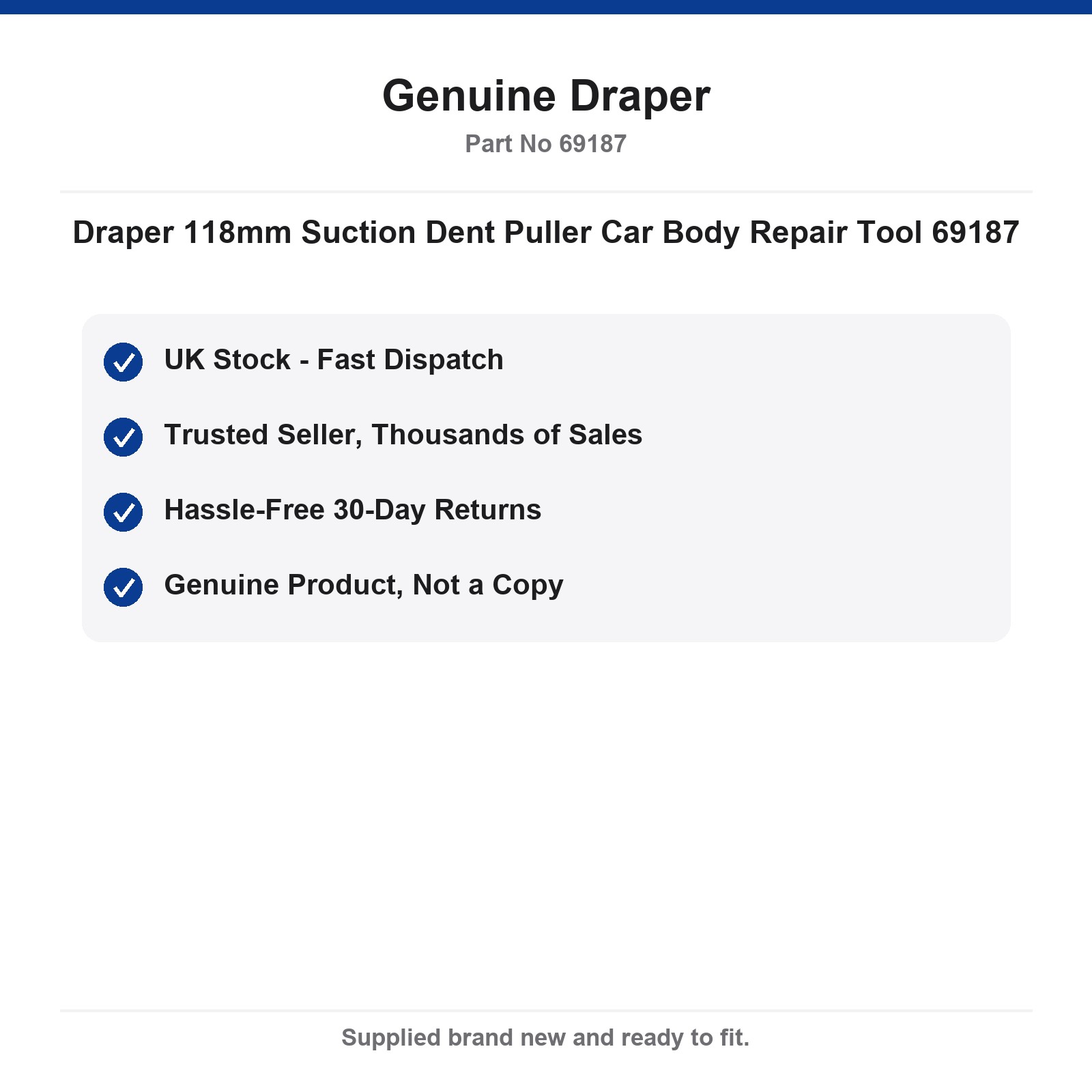 Draper 118mm Suction Dent Puller Car Body Repair Tool 69187 - Image 4