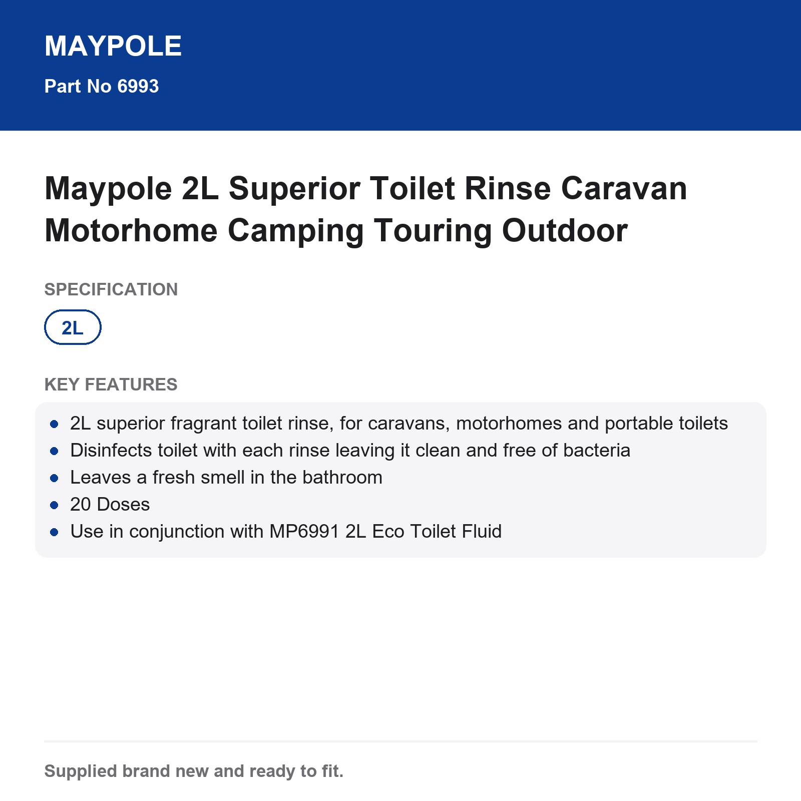 Caravan Motorhome Camping Toilet Rinse Superior Chemical Maypole 2L - Image 5