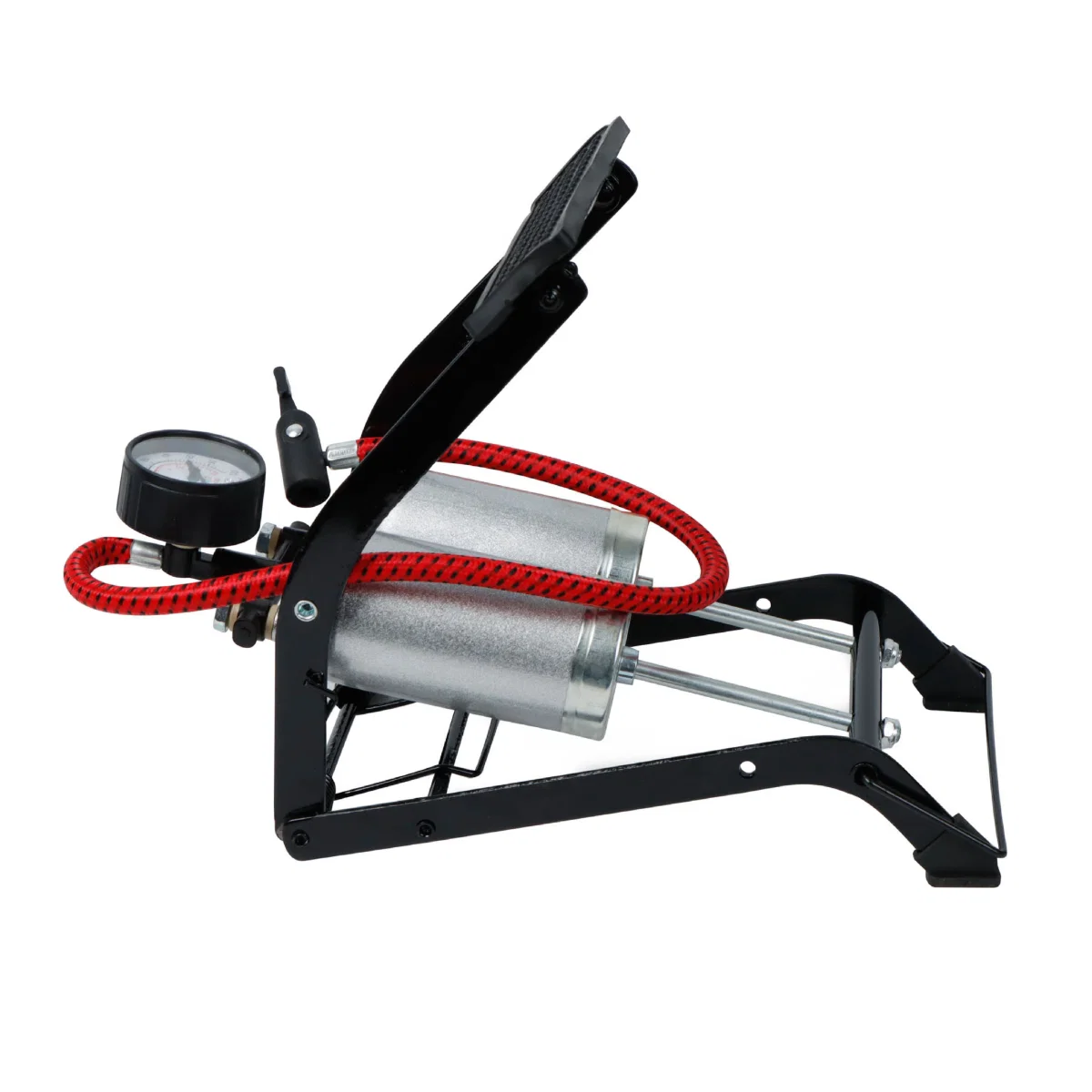 Streetwize De Luxe Twin Cylinder Foot Pump Tyre Inflator Analogue Gauge - Image 2