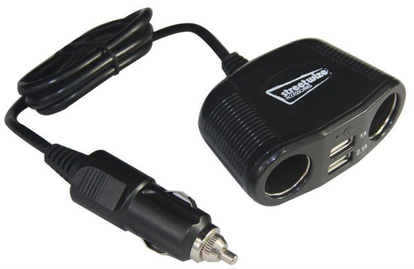Streetwize 12V Twin Socket USB Charger Fast Charge Car Van Caravan