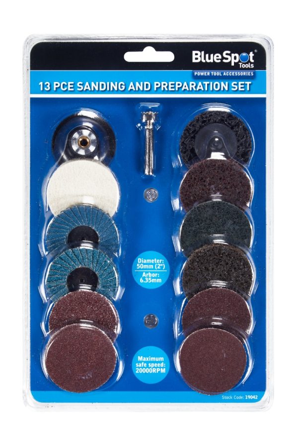 BlueSpot 12pc Sanding Preparation Discs Set 50mm 2″ Quick Change