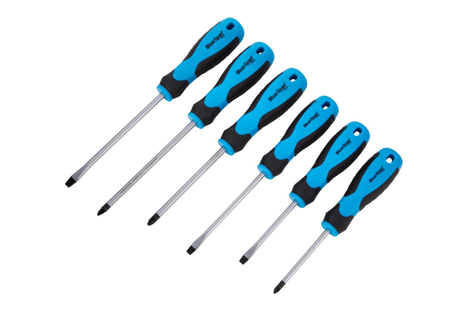 Bluespot Screwdriver Set 6pc Chrome Vanadium Soft Grip Magnetic Pozi Slotted - Image 2