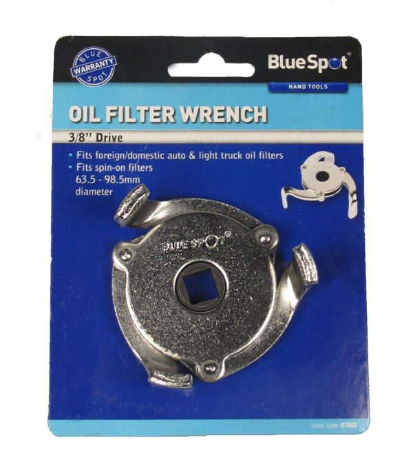 BlueSpot 3/8″ 3-Leg Spin-on Oil Filter Wrench 63.5-98.5mm Automotive Light Truck