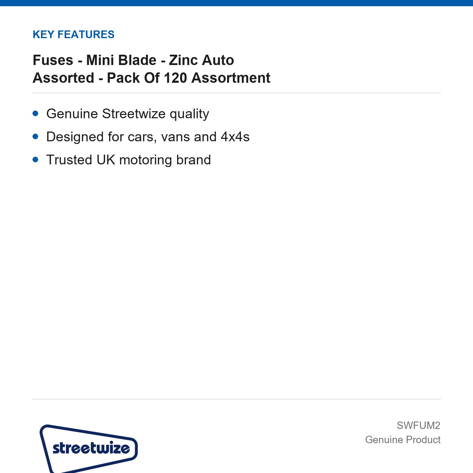 Streetwize Mini Blade Fuses Zinc Auto Assorted 120 Pack - Image 4
