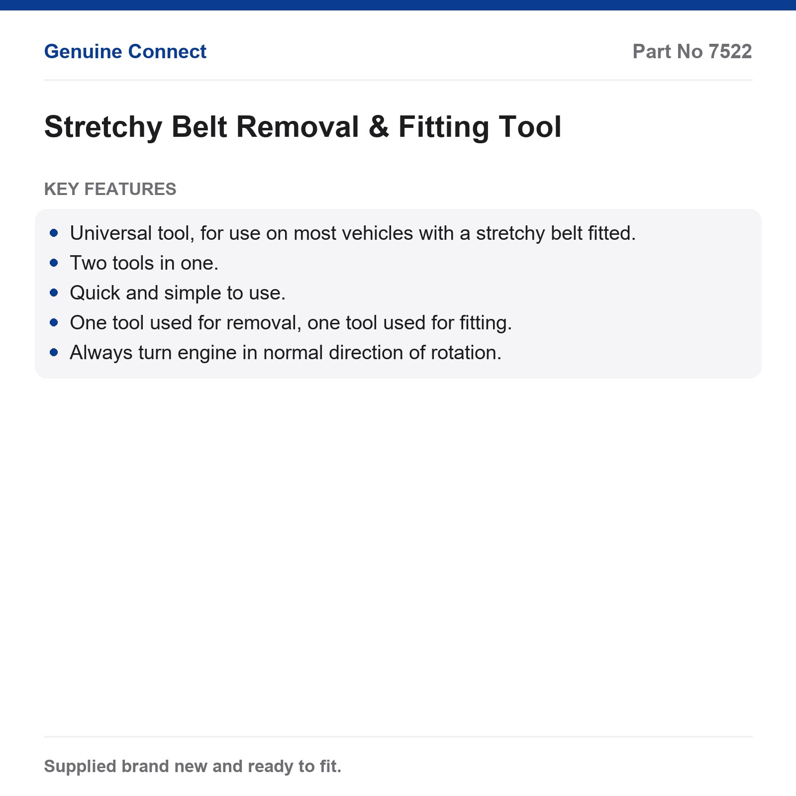 Stretchy Belt Removal & Fitting Tool Universal Auto 2-in-1 Laser 7522 - Image 4