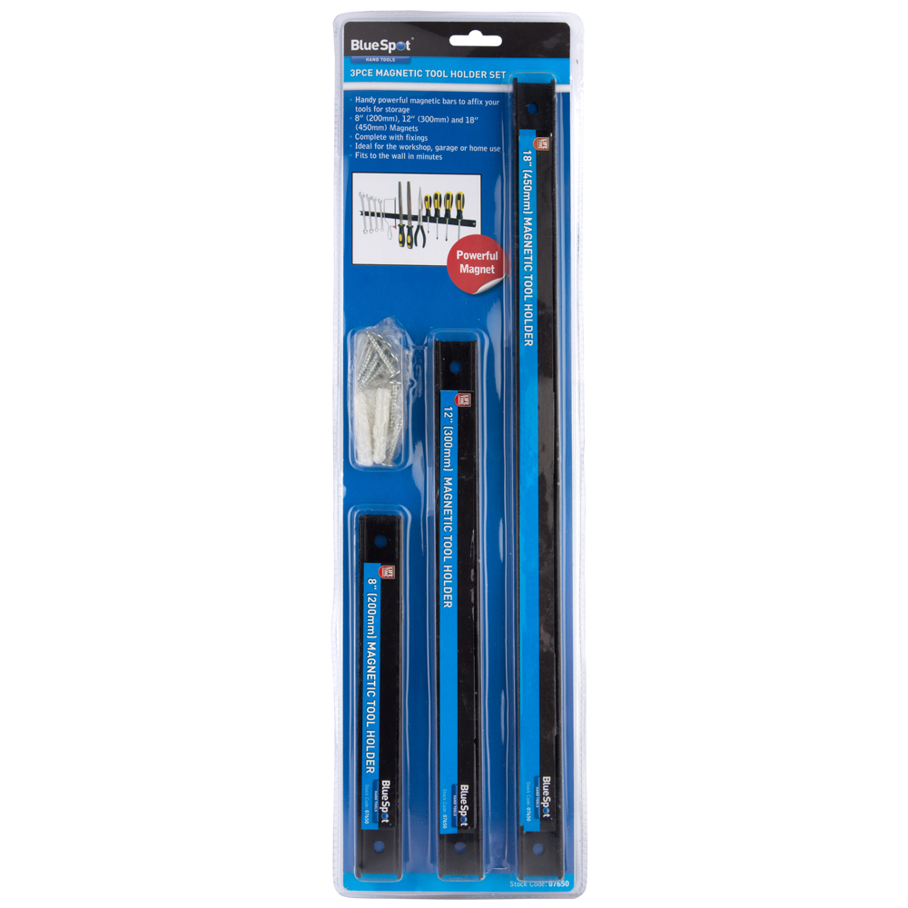 BlueSpot Magnetic Tool Holder Set 3pc High Strength Wall Mount Workshop