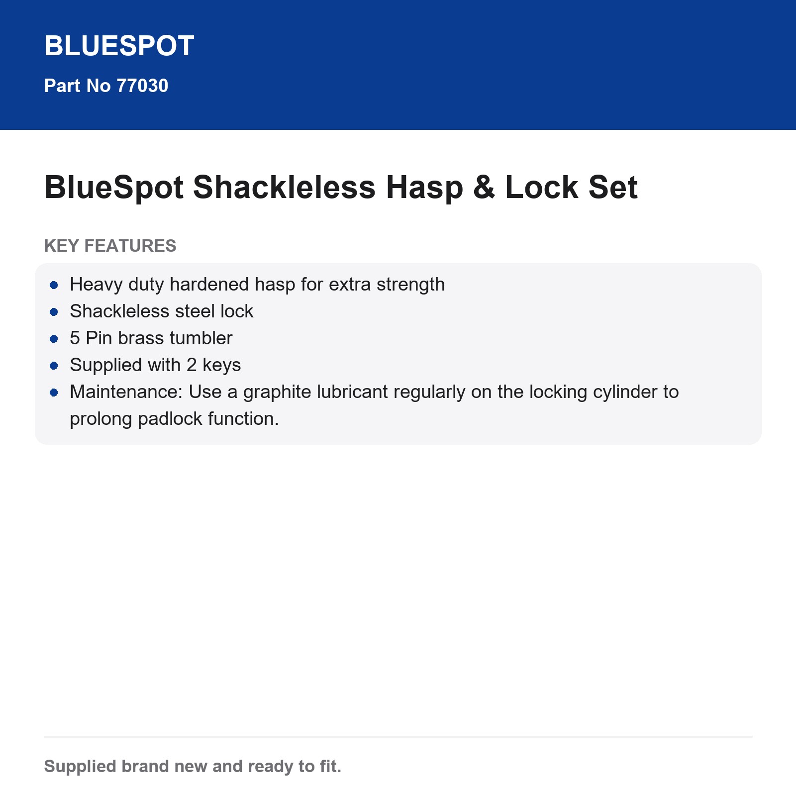 BlueSpot Heavy Duty Shackleless Hasp Lock 5 Pin Brass Tumbler Commercial Vehicle - Image 4