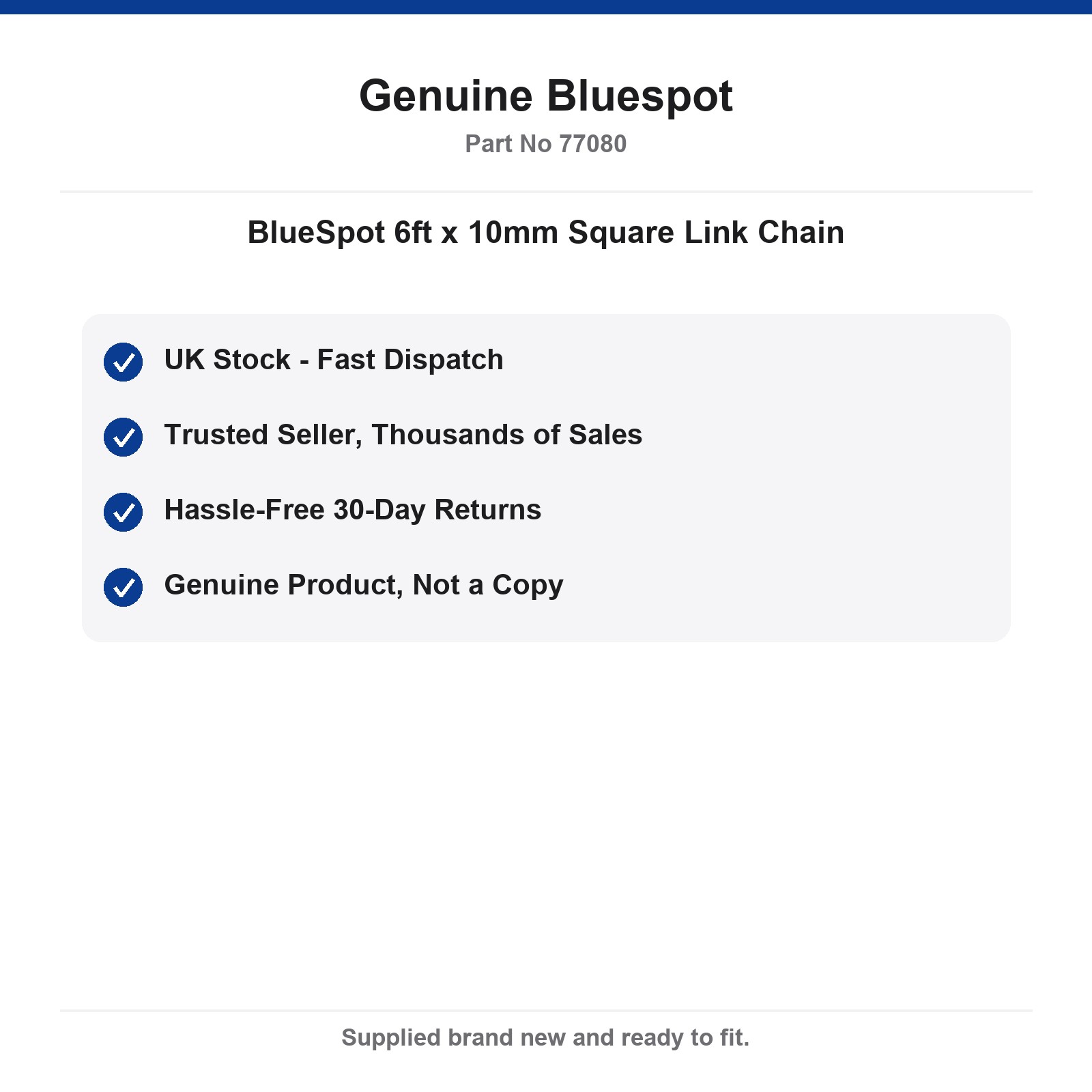 BlueSpot 6ft 10mm Hardened Steel Security Chain Square Link Nylon Sheath - Image 4