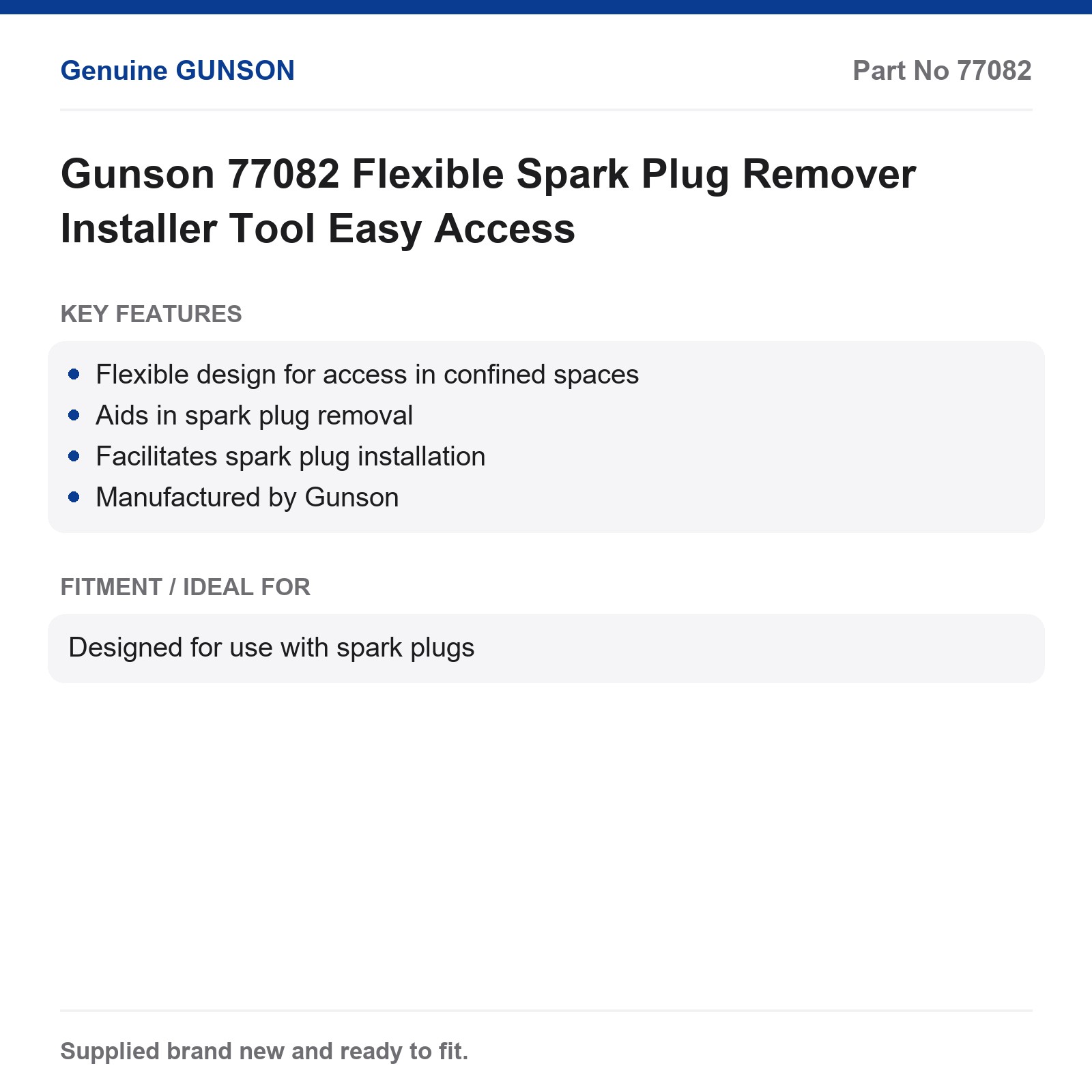 Flexible Spark Plug Wrench Gunson 77082 Remover Installer Tool - Image 3