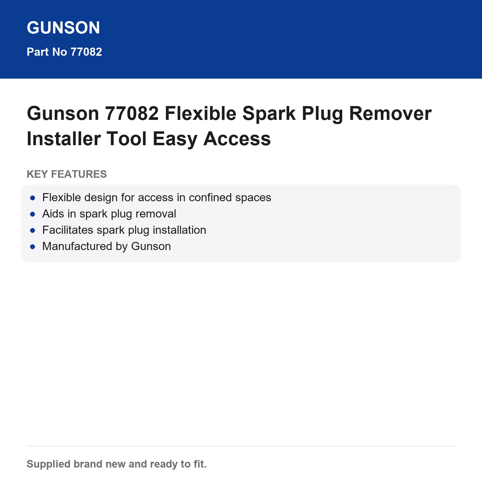 Flexible Spark Plug Wrench Gunson 77082 Remover Installer Tool - Image 4