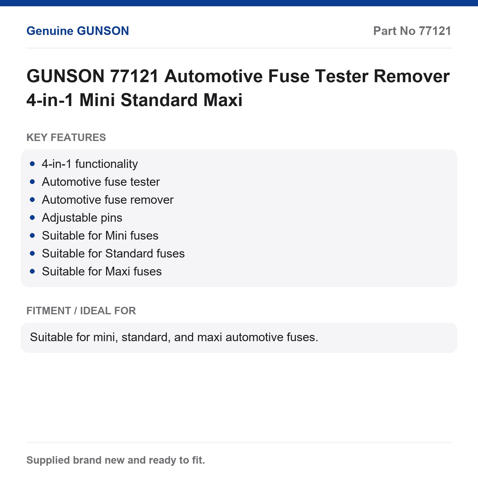 GUNSON 77121 Automotive Fuse Tester Remover 4-in-1 Mini Standard Maxi - Image 3
