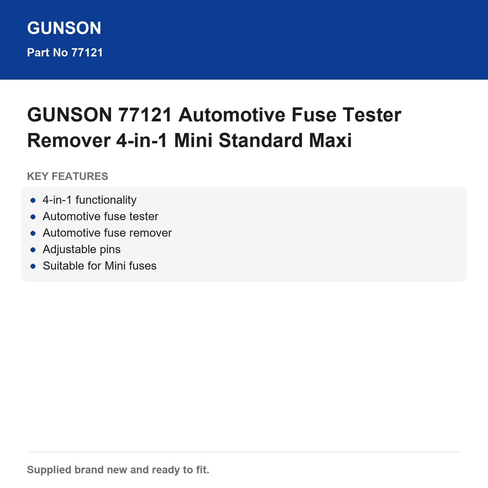 GUNSON 77121 Automotive Fuse Tester Remover 4-in-1 Mini Standard Maxi - Image 4