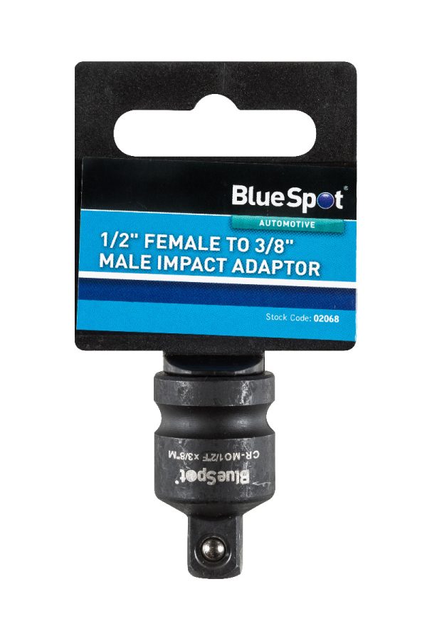 Bluespot Impact Adaptor 1/2″ F to 3/8″ M Cr-Mo Black Phosphate