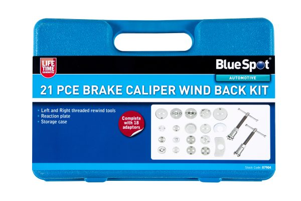 BlueSpot 21pc Carbon Steel Wind Back Brake Caliper Tool Kit Left Right Thread
