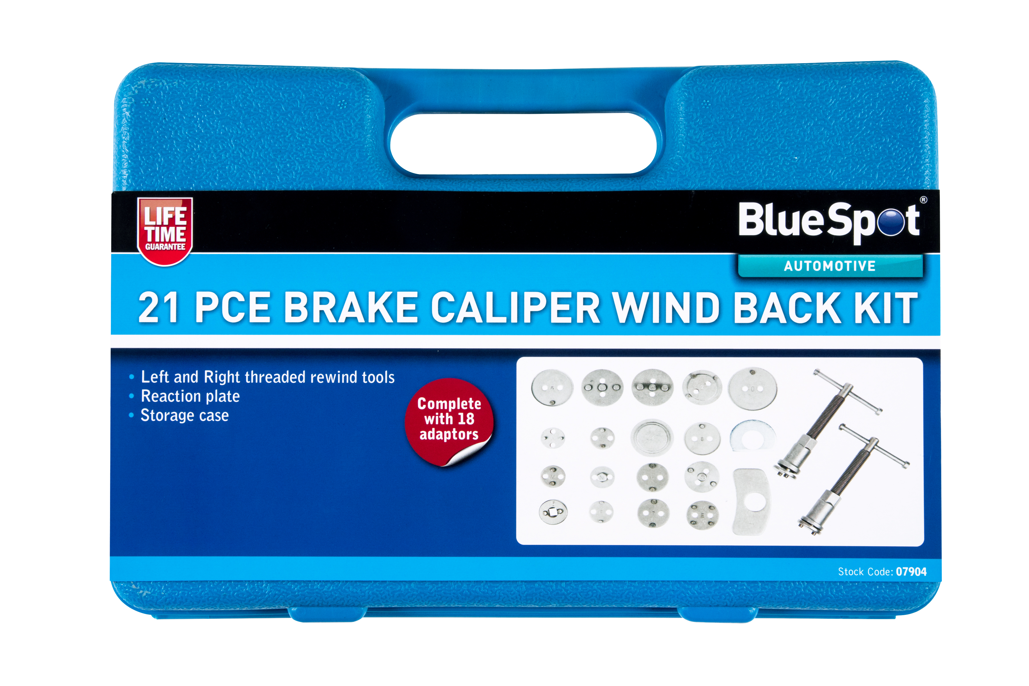 BlueSpot 21pc Carbon Steel Wind Back Brake Caliper Tool Kit Left Right Thread