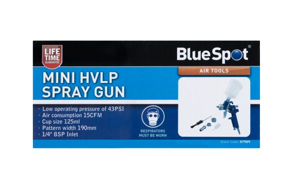 BlueSpot Tools Mini HVLP Paint Spray Gun 125ml 0.8mm Nozzle 43psi 8CFM