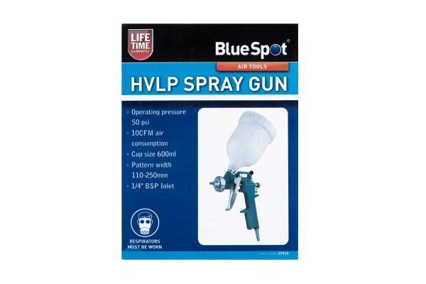 Blue Spot HVLP Spray Gun 600ml Cup 1.5mm Nozzle 50psi 1/4″ BSP