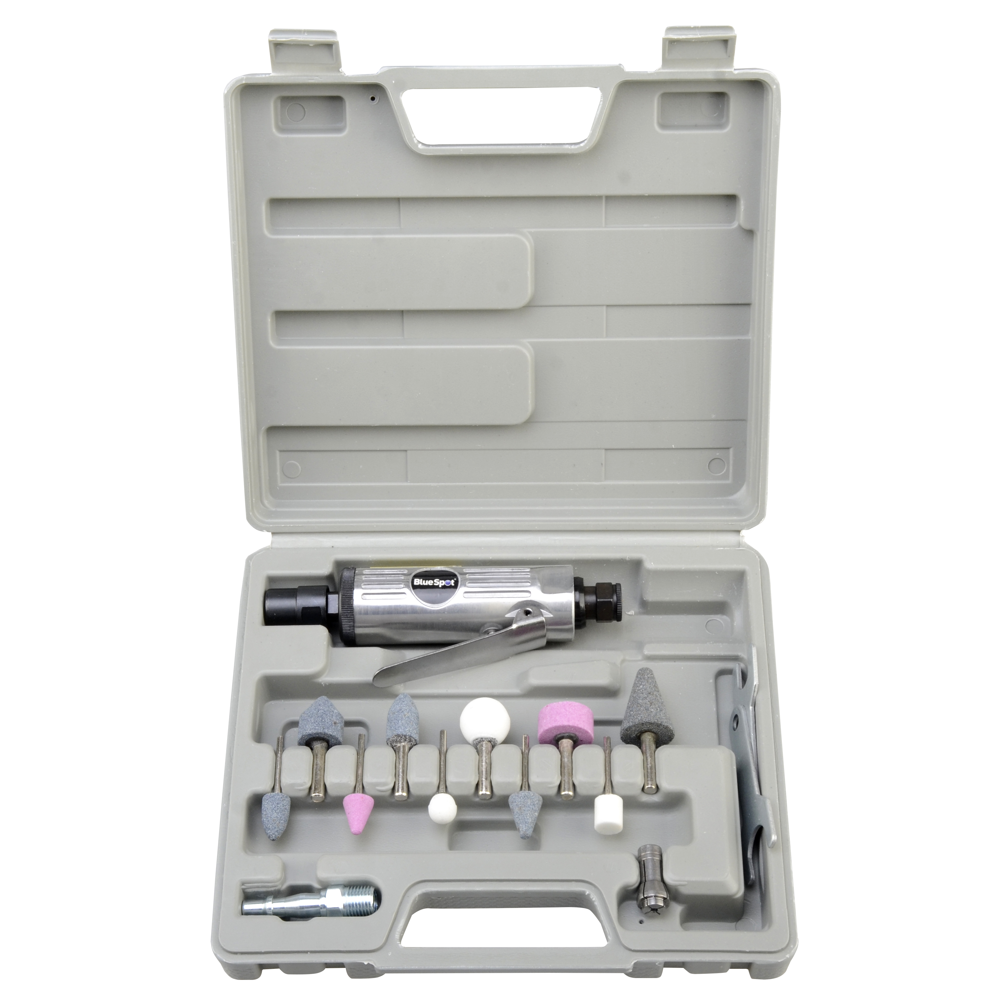 BlueSpot Air Die Grinder Set 15pc 25000RPM 90PSI 1/4" BSP Grind Polish Case - Image 2