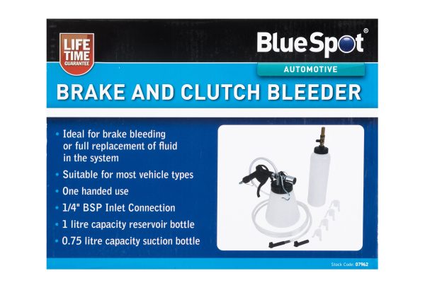Bluespot Automotive Brake Clutch Bleeder Air Compressor 1L 0.75L Fluid Adaptors