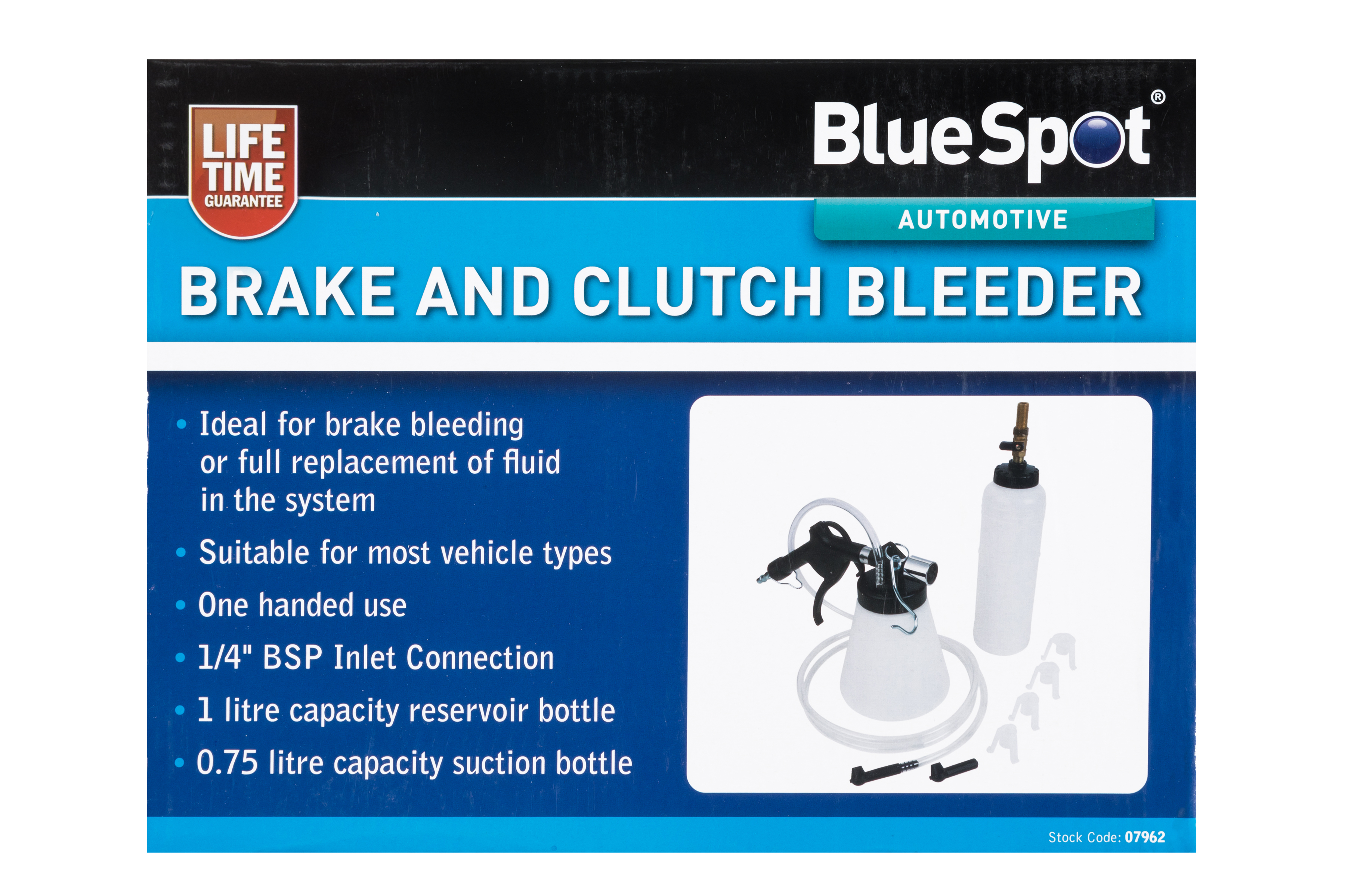 Bluespot Automotive Brake Clutch Bleeder Air Compressor 1L 0.75L Fluid Adaptors