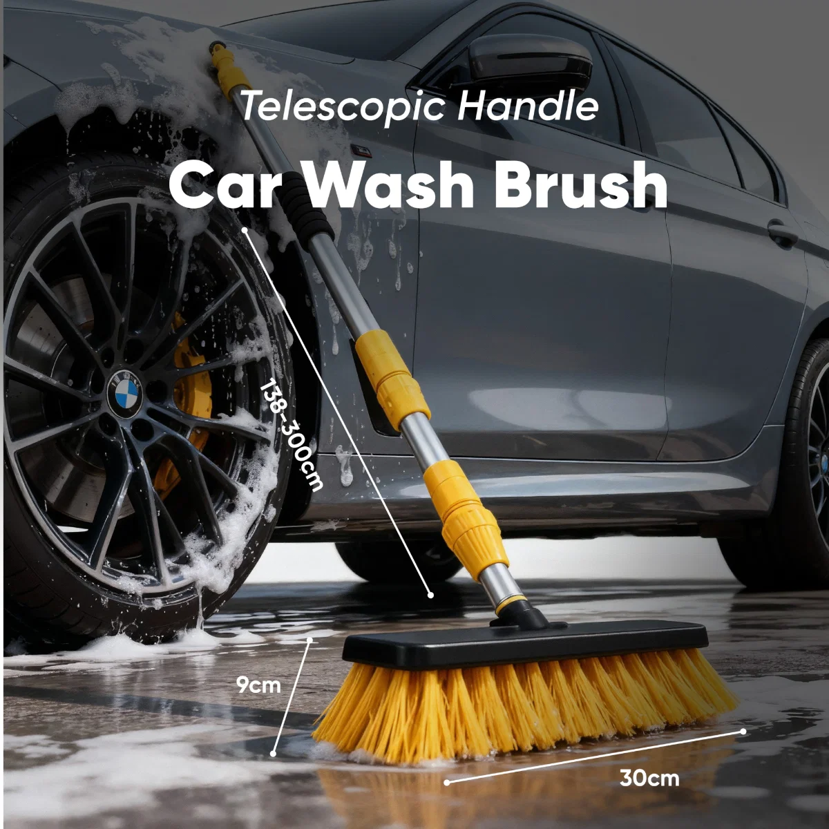 Streetwize 3m Telescopic Car Wash Brush Squeegee Bugshifter - Image 2