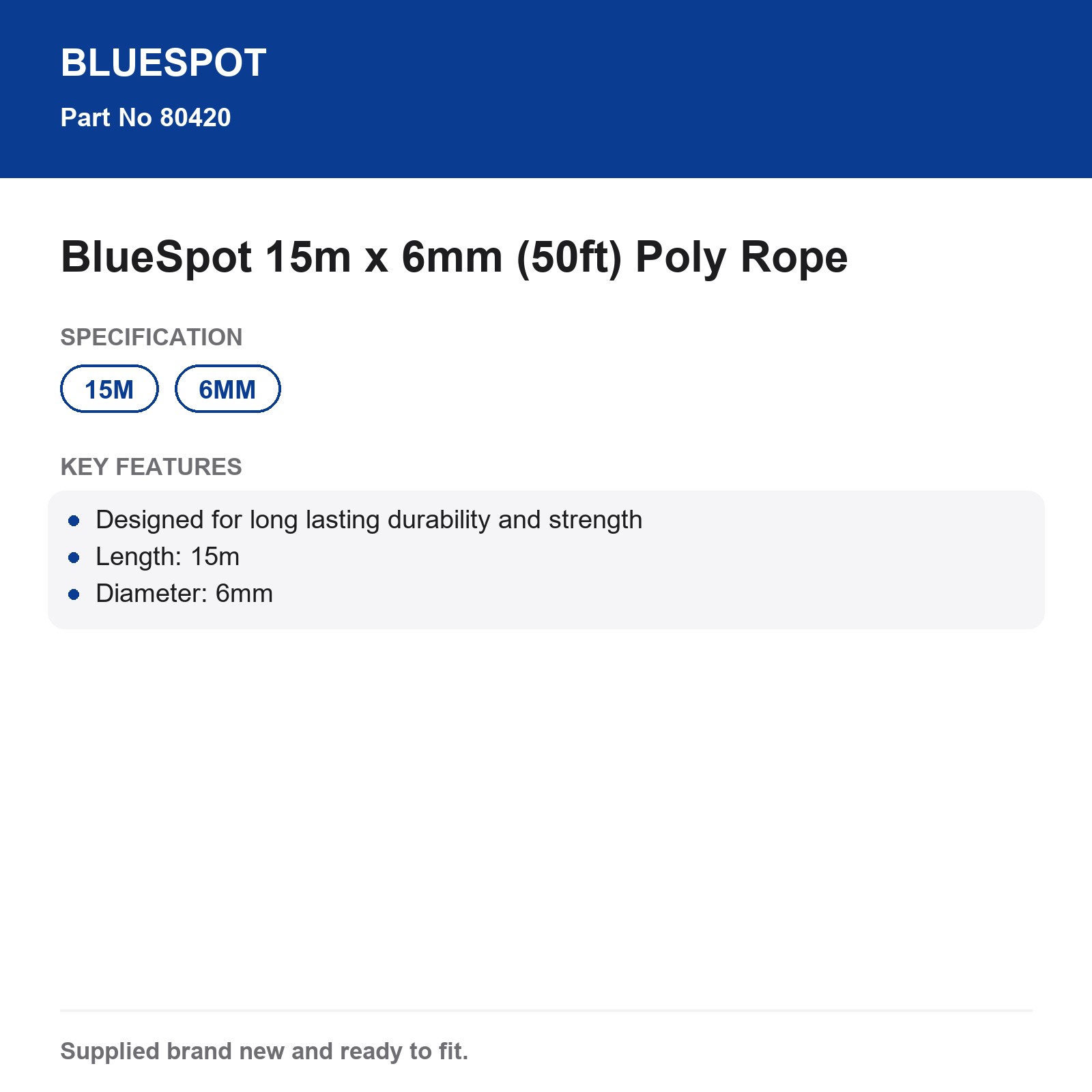 Bluespot Poly Rope Tie Down Strap 15m x 6mm Durable - Image 4