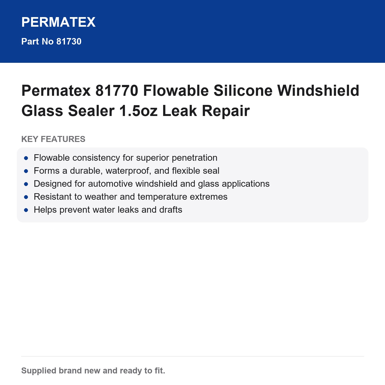 Permatex 81770 Flowable Silicone Windshield Glass Sealer 1.5oz Leak Repair - Image 3