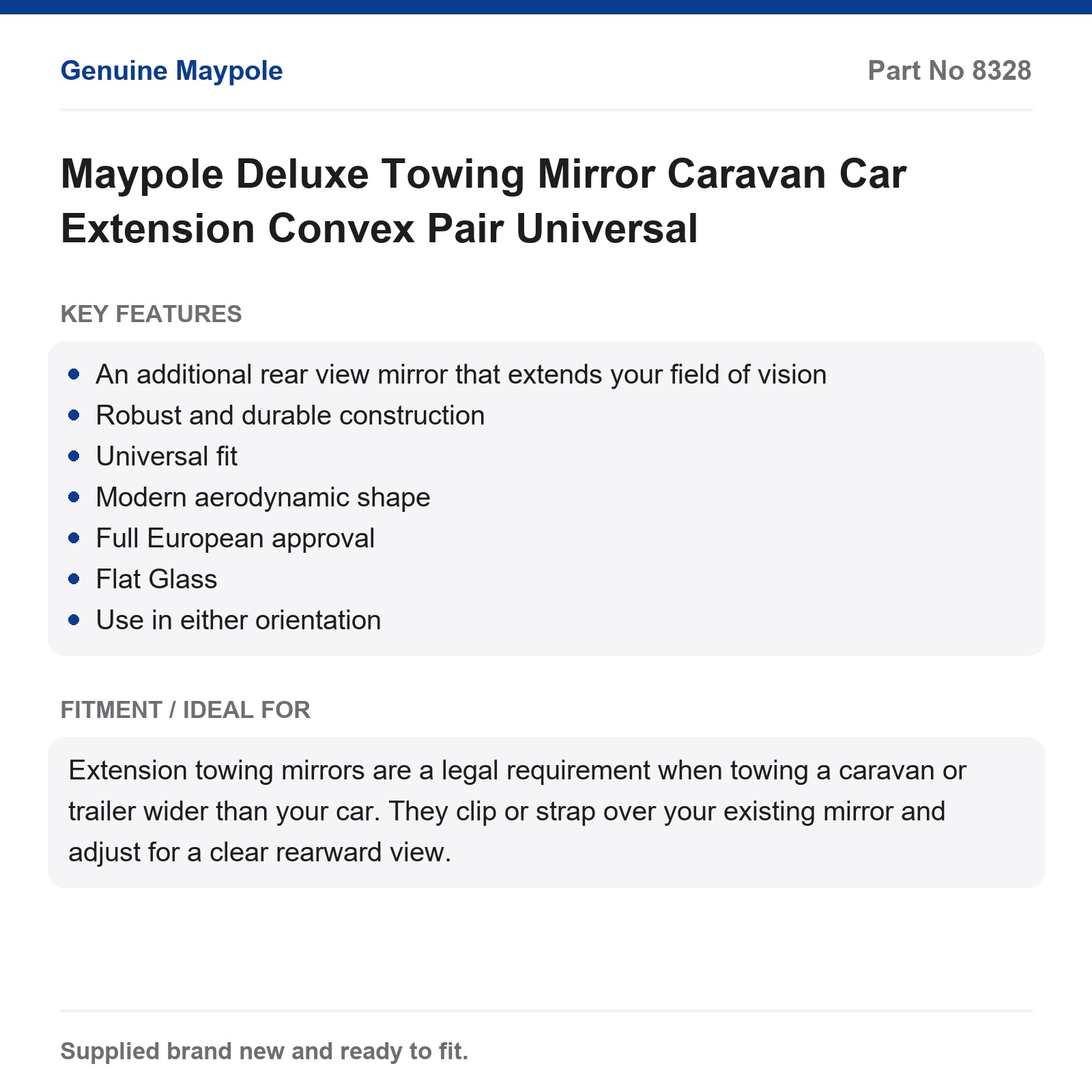 Maypole Deluxe Towing Mirror Caravan Car Extension Pair Universal - Image 5