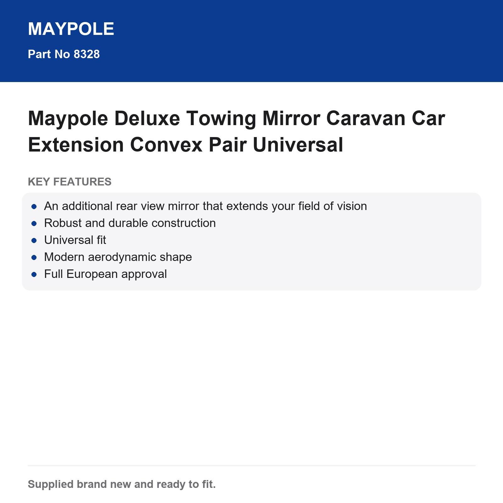 Maypole Deluxe Towing Mirror Caravan Car Extension Pair Universal - Image 6