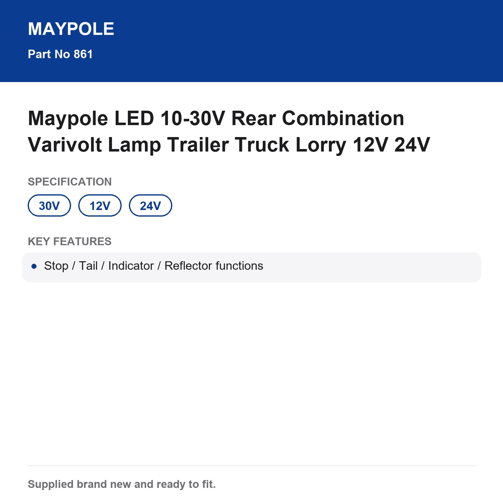 Maypole LED 10-30V Rear Combination Varivolt Lamp Trailer Truck Lorry 12V 24V - Image 6