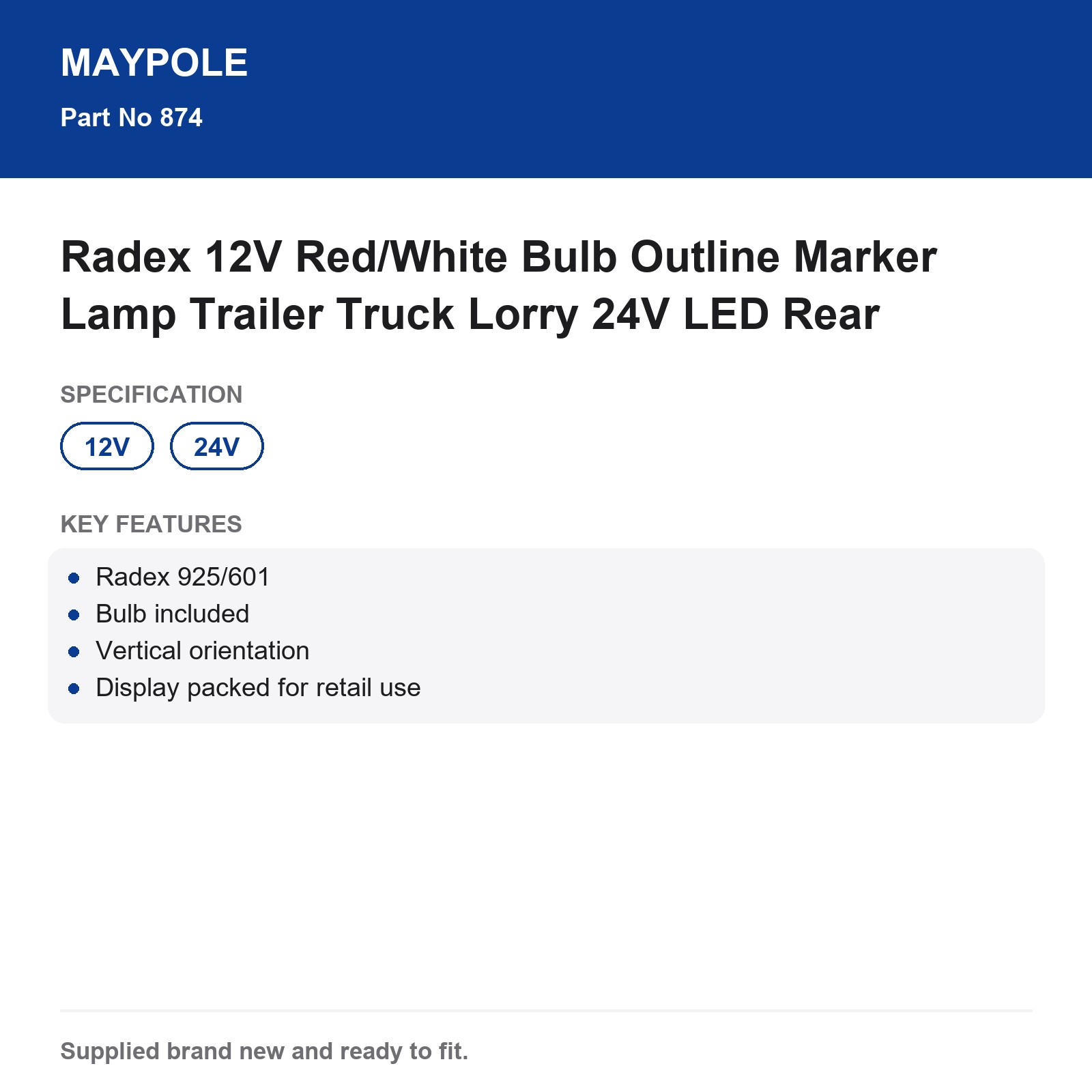 Maypole Radex 925/601 12V 24V Red/White Bulb Marker Lamp Trailer Truck - Image 6
