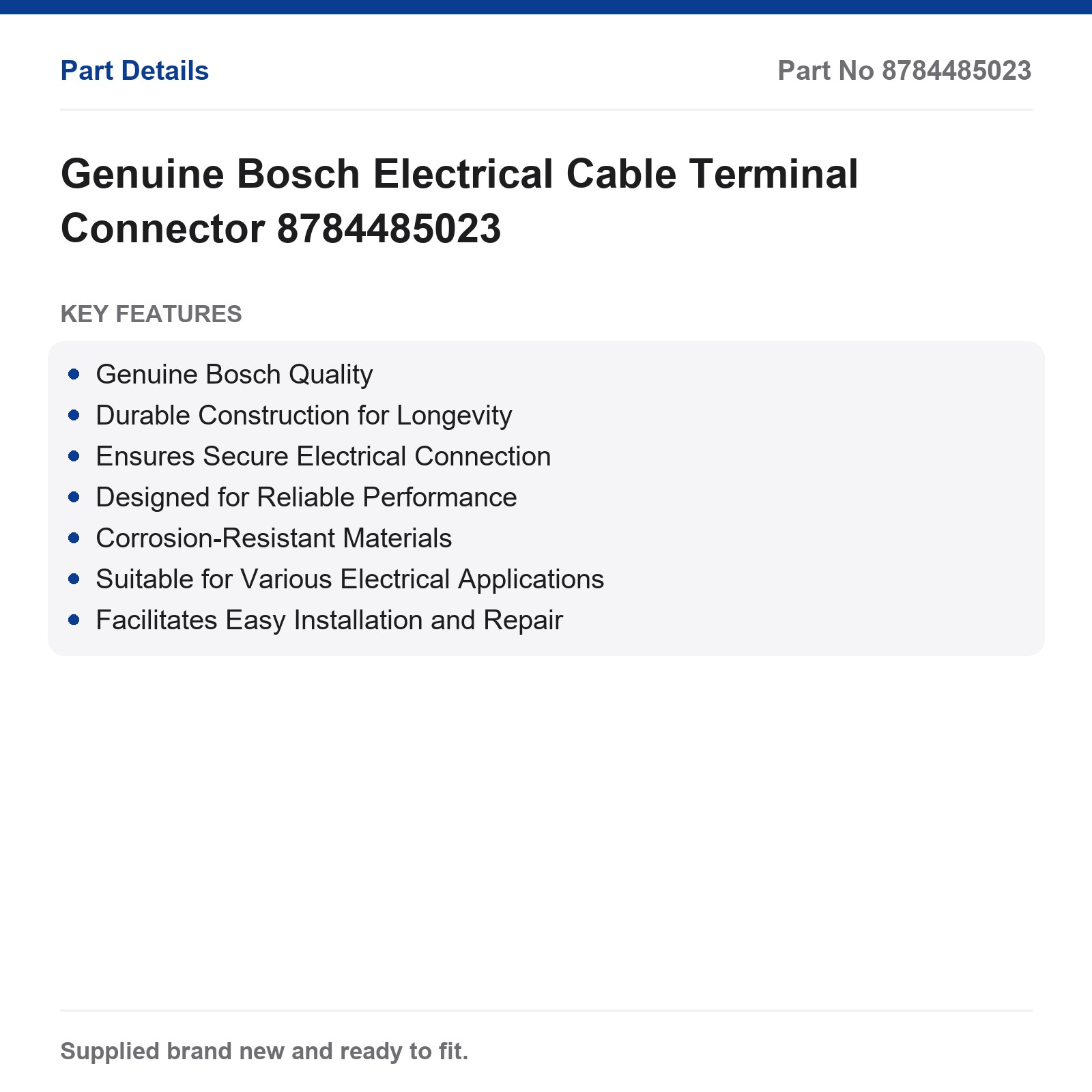 Genuine Bosch 8784485023 Electrical Cable Terminal Connector - Image 2
