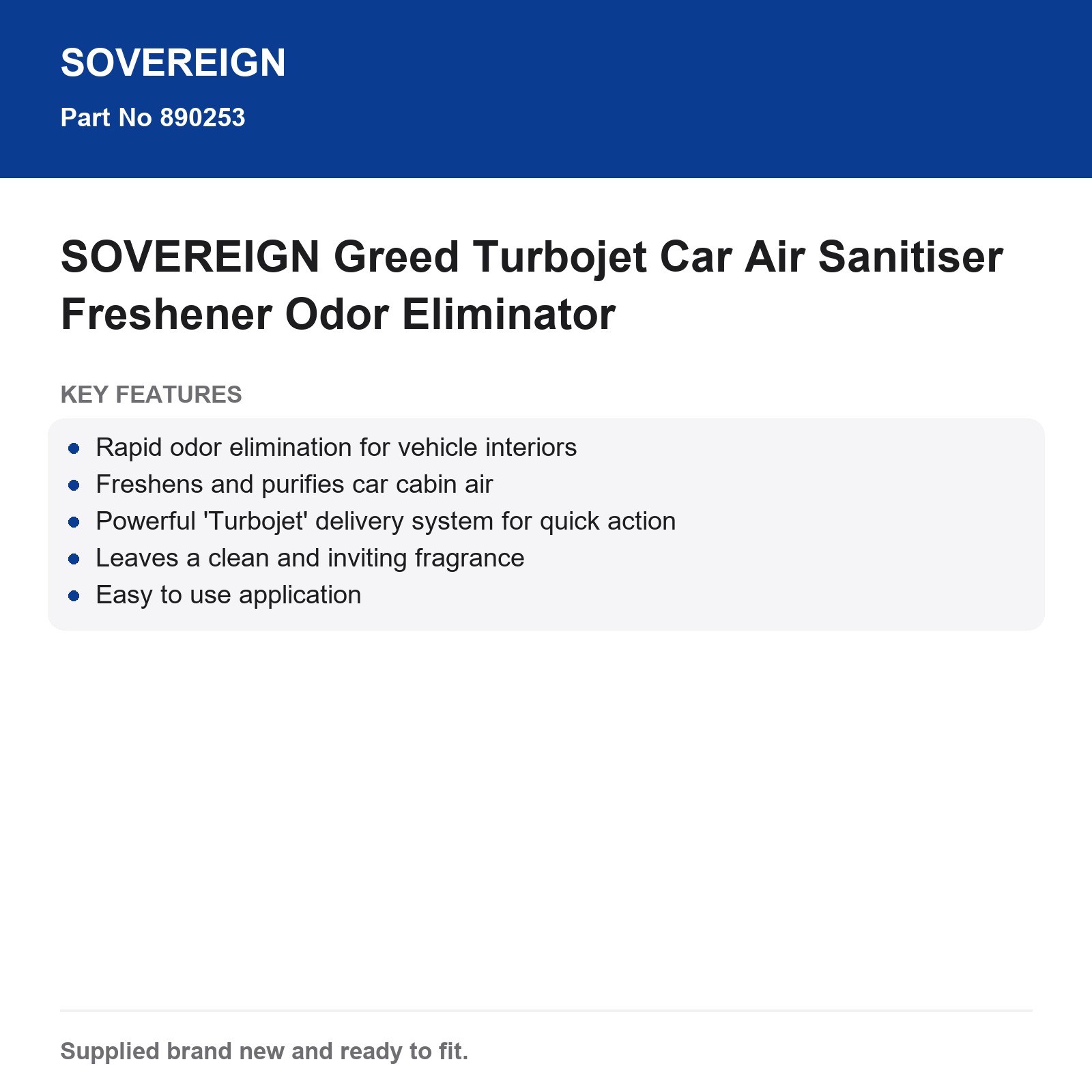 SOVEREIGN Greed Turbojet Car Air Freshener Odor Eliminator Sanitiser - Image 3