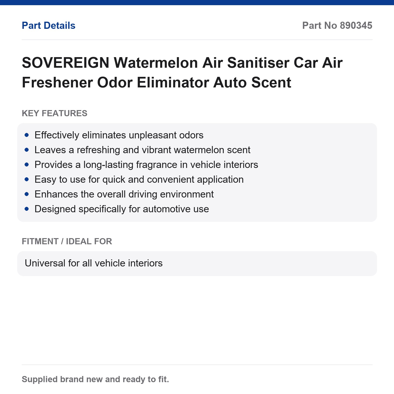 SOVEREIGN Car Air Freshener Watermelon Odor Eliminator Air Sanitiser Auto Scent - Image 2
