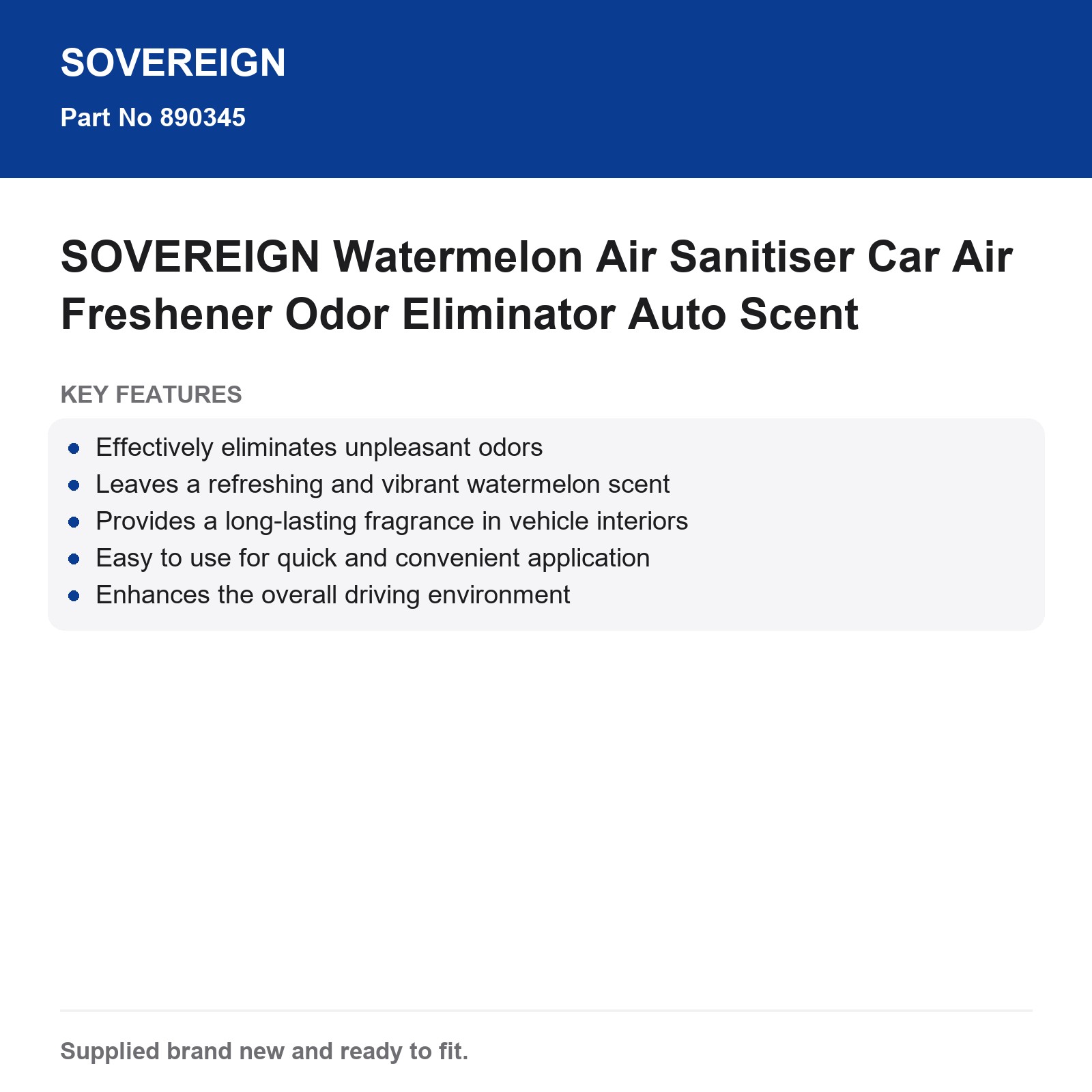 SOVEREIGN Car Air Freshener Watermelon Odor Eliminator Air Sanitiser Auto Scent - Image 3