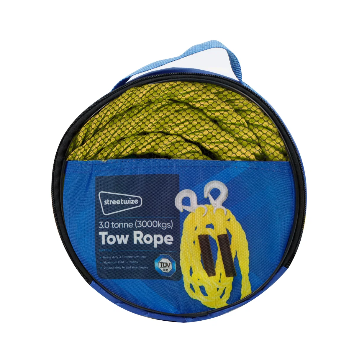 Streetwize Tow Rope (Braided) Yellow 3 Tonne Recovery Breakdown Car Caravan - Image 2