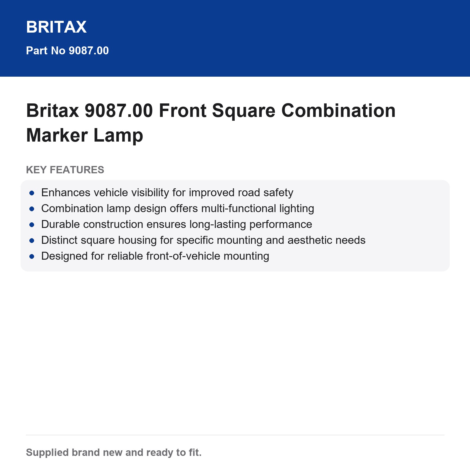 Britax 9087.00 Front Square Combination Marker Lamp - Image 3