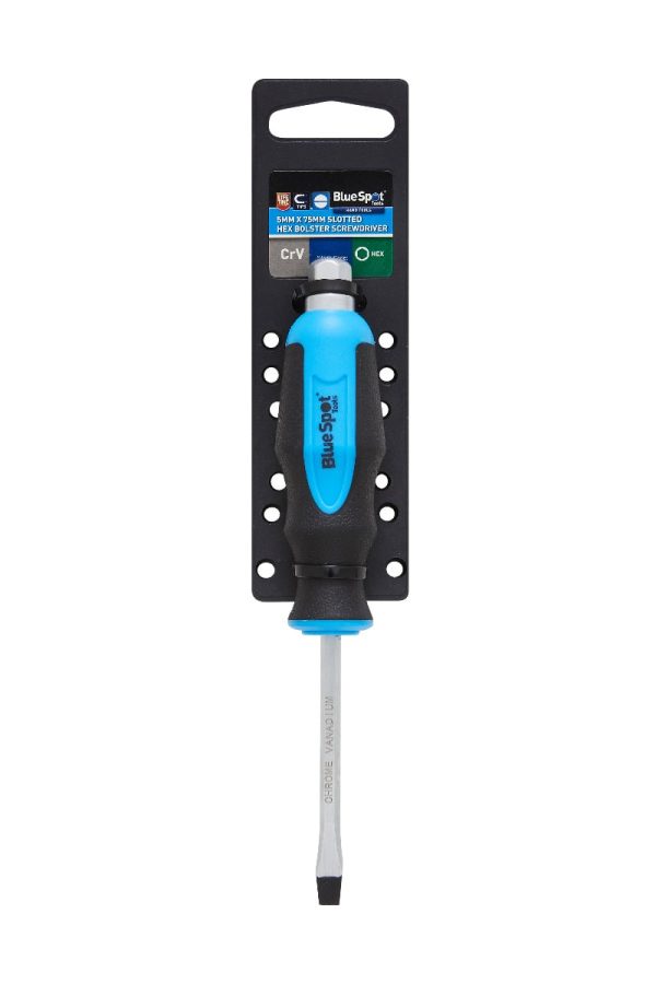 BlueSpot Slotted Hex Bolster Screwdriver (5x75mm)