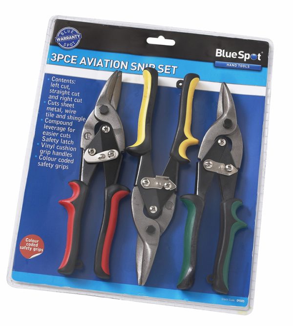 BlueSpot 3pc 250mm (10″) Aviation Cutting Snips Set