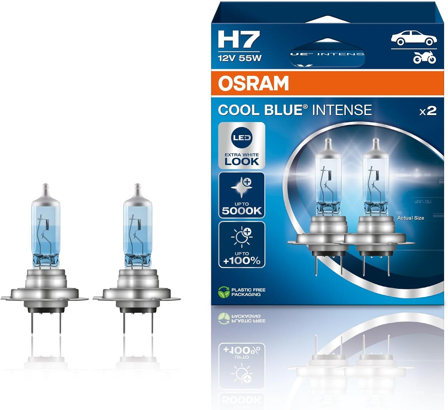 OSRAM Cool Blue H7 Car Headlight Bulb Extra White Look 12V