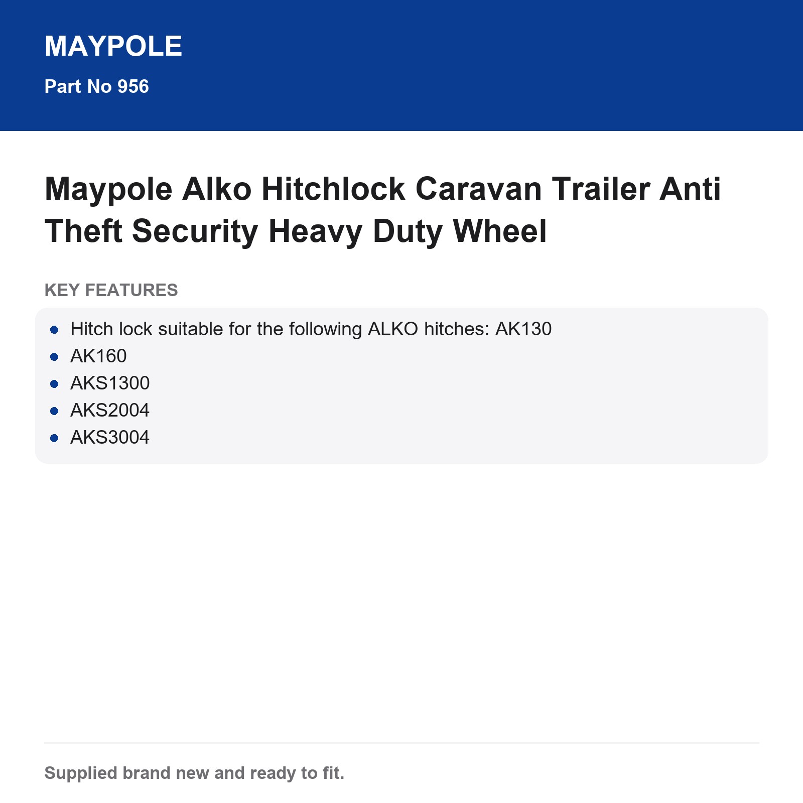 Maypole Alko Hitchlock Caravan Trailer Anti Theft Heavy Duty Security - Image 6