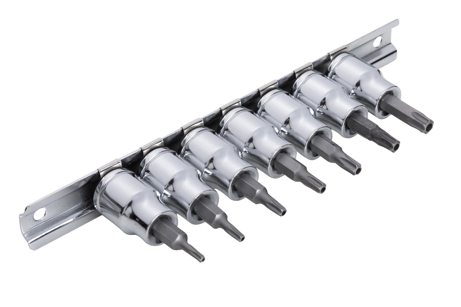 Bluespot 7pc 3/8" Security Torx Bit Set T10-T40 S2 Steel Knurled Socket Rail - Image 2