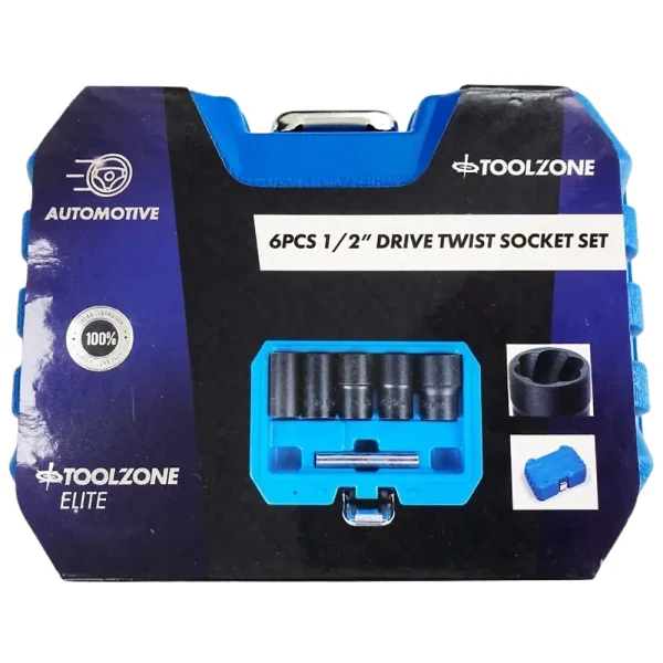 Toolzone 6pc 1/2″ Drive Damaged Stripped Nut Bolt Extractor Socket Set