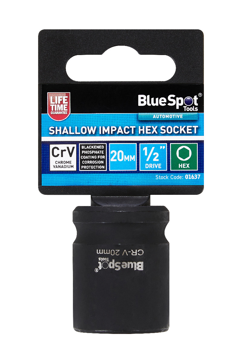 BlueSpot 20mm 1/2″ Drive Shallow Impact Hex Socket