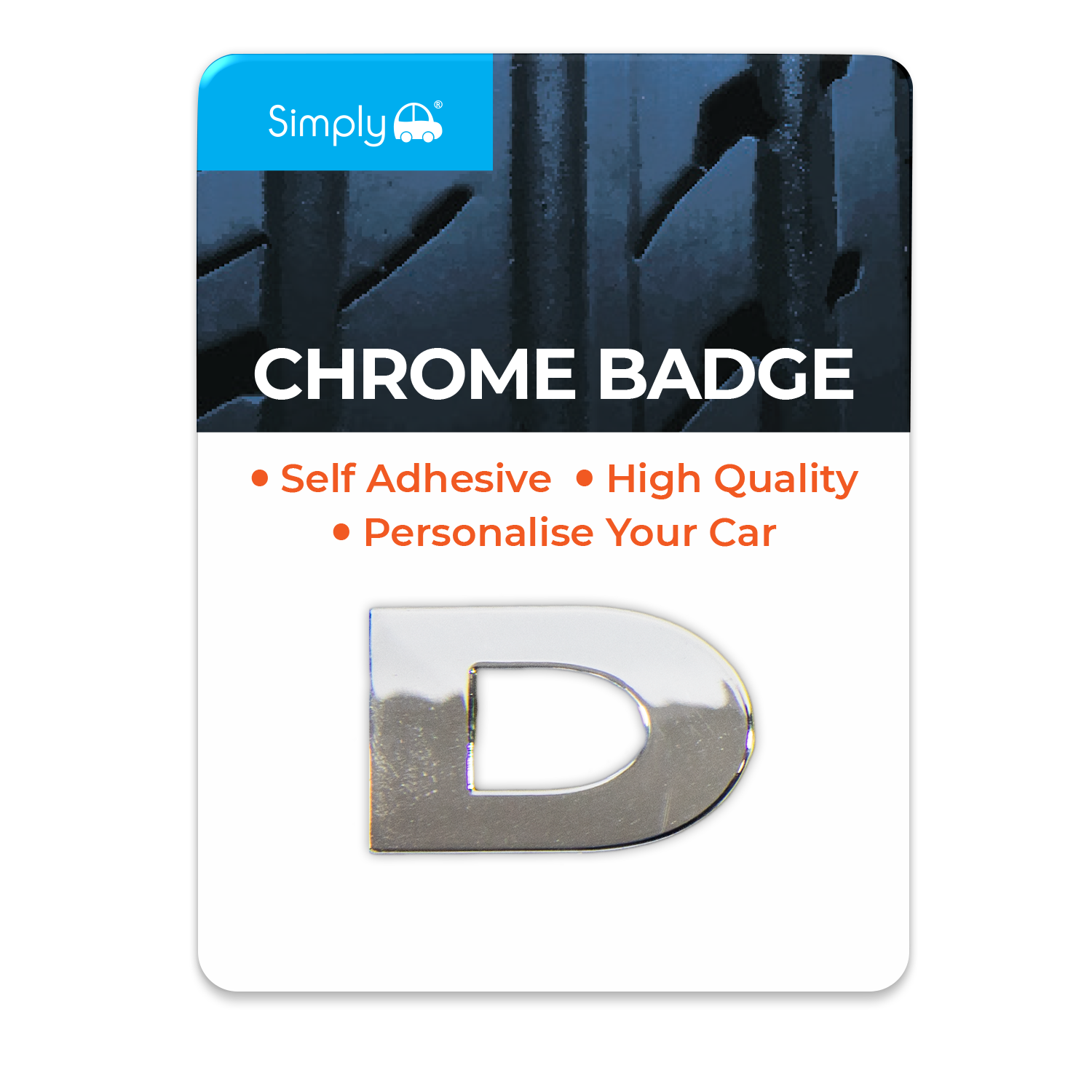 Simply Chrome Car Badge Letter D