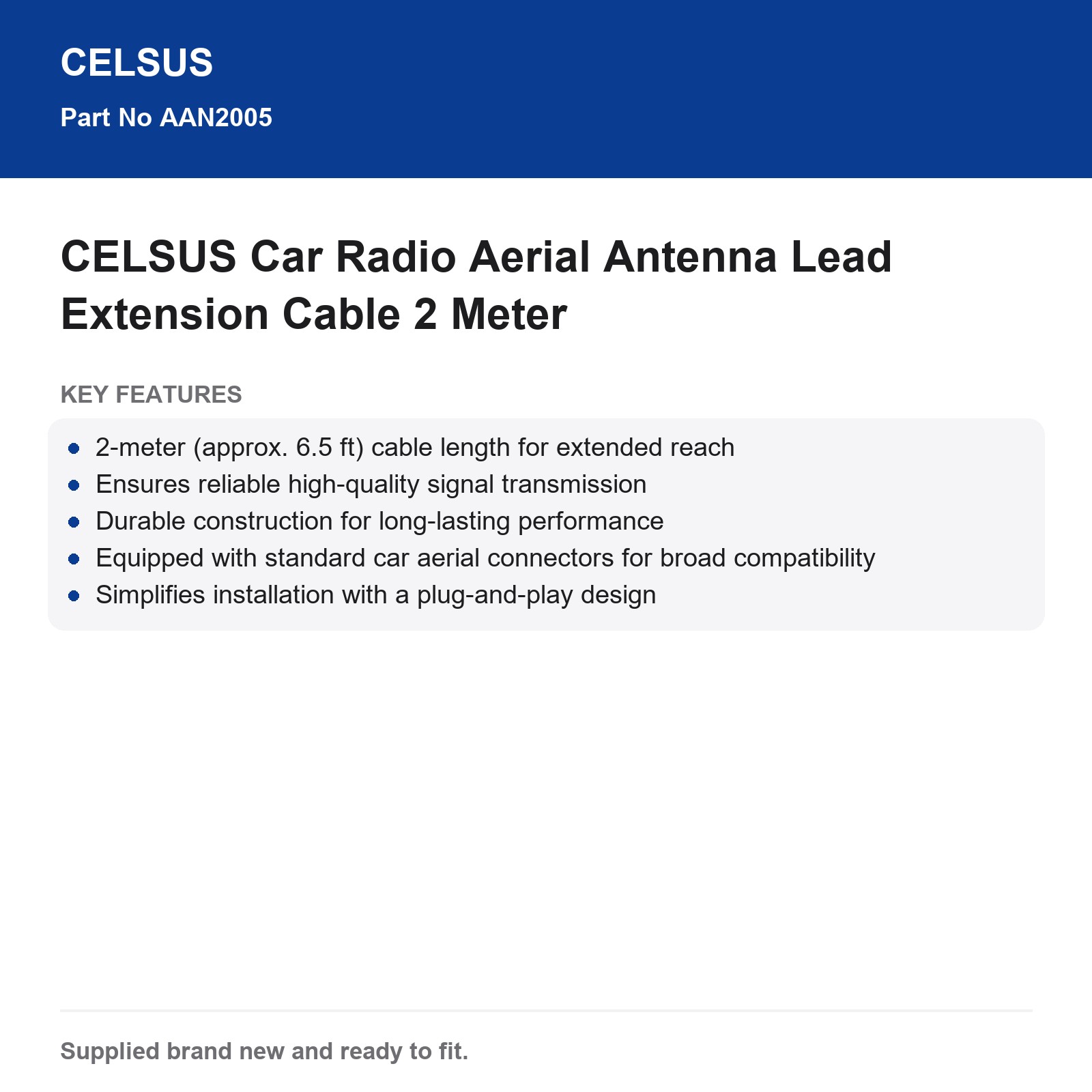 CELSUS Car Radio Aerial Antenna Extension Cable Lead 2M - Image 4