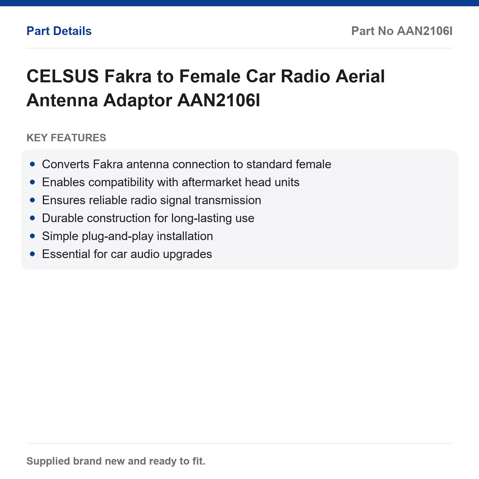 CELSUS Fakra Female Car Radio Antenna Adaptor Lead AAN2106I - Image 3