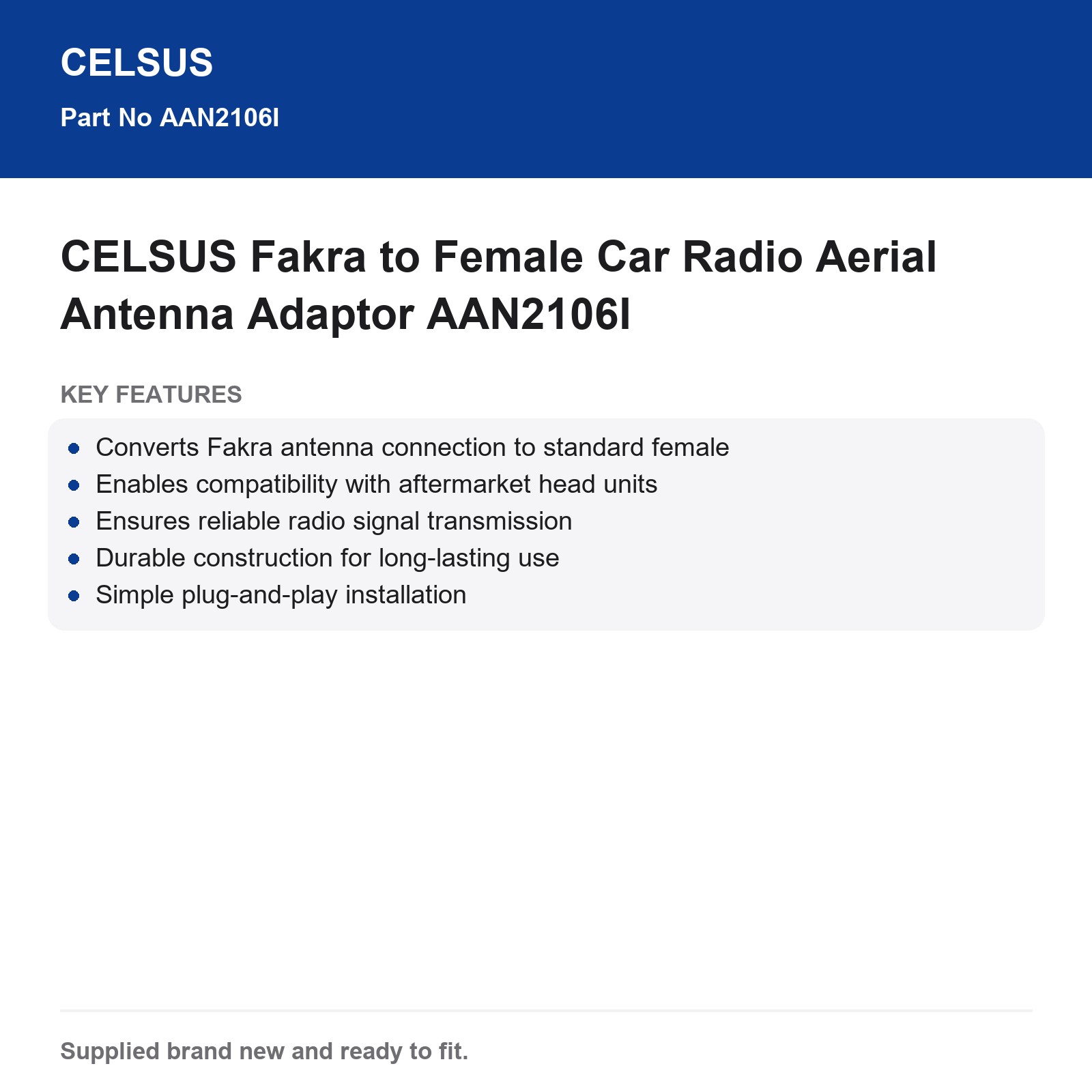 CELSUS Fakra Female Car Radio Antenna Adaptor Lead AAN2106I - Image 4