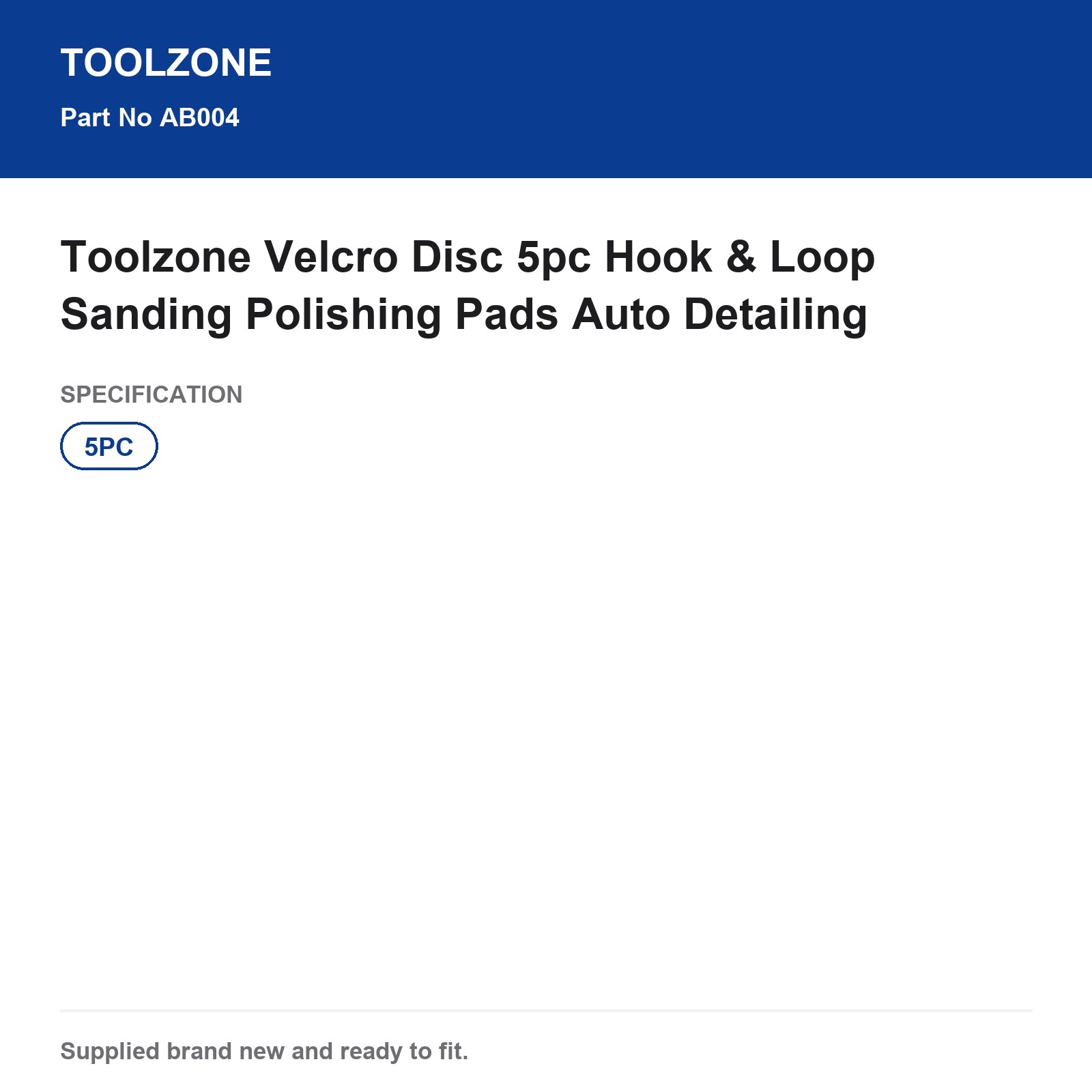 Toolzone 5pc Velcro Hook & Loop Sanding Polishing Pads Auto Detailing - Image 3