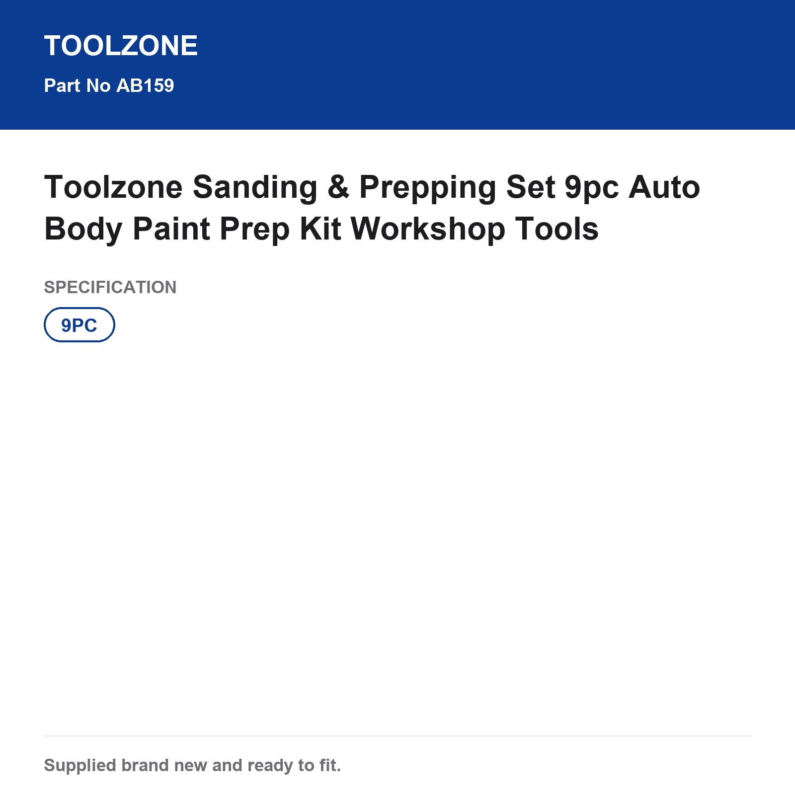 Toolzone Sanding & Prepping Set 9pc Auto Body Paint Prep Kit Workshop Tools - Image 4